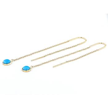 Turquoise Threader Earrings In 10K Yellow Gold 5mm