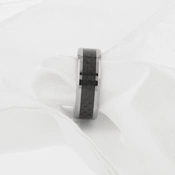 MAXIMUS Black Carbon Fiber Inlay Tungsten Carbide Wedding Band 7mm