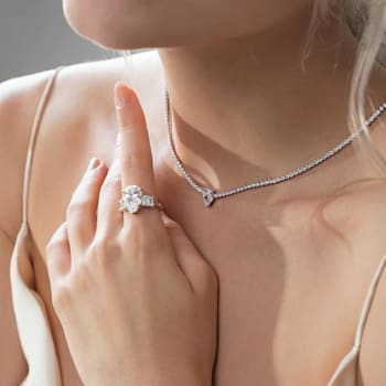 White Cubic Zirconia Platinum Over Sterling Silver Ring 10.92ctw