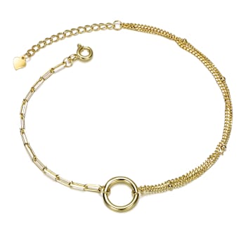 Circular Charm Dual Chain Bracelet In 14K Gold Over Brass