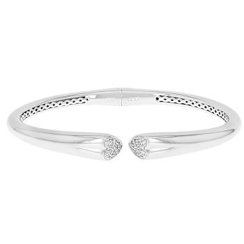 Polished Heart Cuff Bracelet With CZ