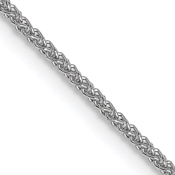 Rhodium Over 18K White Gold 1mm Solid Diamond-Cut Spiga 16 Inch Chain