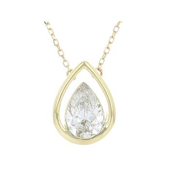 Pear Shape Lab-Grown Diamond Solitaire Pendant In 10K Gold 1.00ctw