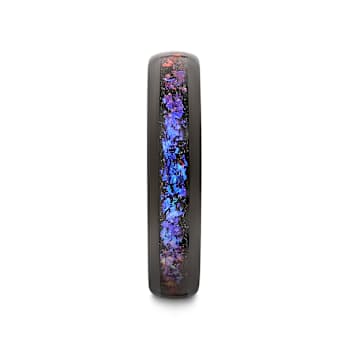 COSMIC Black Tungsten Ring with Crushed Alexandrite and Dark Blue and
Purple Crushed Goldstone 4mm