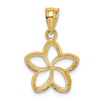 14k Yellow Gold Polished Small Cut-out Plumeria Pendant