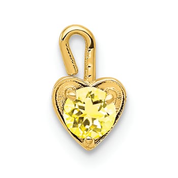 14K Yellow Gold Citrine Simulant Birthstone Heart Charm
