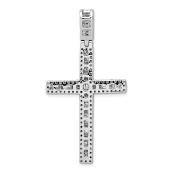 Rhodium Over 14K White Gold 1 1/10ct. Diamond Latin Cross Pendant