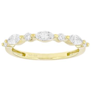 Lab-Grown Diamond Marquise And Round Ring In 14K Gold Over Sterling Silver