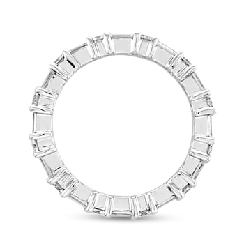 14K White Gold Round and Baguette Diamond Eternity Ring 1.50ctw