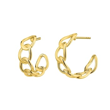 14K Yellow Gold Over Brass Chunky Link Acrylic Hoops