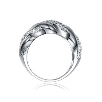 Scalloped Sea Shell CZ Ring In Sterling Silver