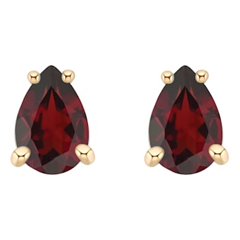 6x4mm Pear Shape Garnet 14k Yellow Gold Stud Earrings