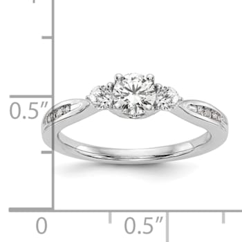 Rhodium Over 14K White Gold Lab Grown Diamond VS/SI GH, 3-Stone Complete
Engagement Ring 0.617ctw