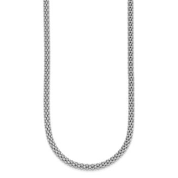 Rhodium Over Sterling Silver 4.5mm Popcorn Mesh 24 Inch Chain