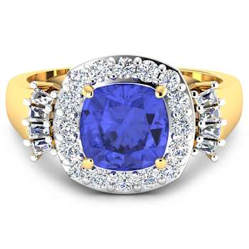 2.72ctw Violet Tanzanite and Diamond 14K Yellow Gold Halo Ring