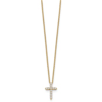14K Yellow Gold Lab Grown Diamond VS/SI GH, Cross Pendant Necklace