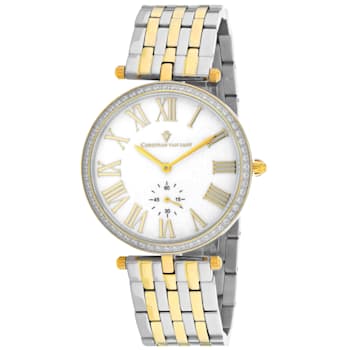 Christian Van Sant Women's Hush White Dial, Two tone Stainless Steel Watch