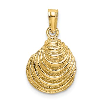 10K Yellow Gold Textured Clam Shell Charm