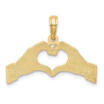 10K Yellow Gold Two Hands Forming a Heart Charm