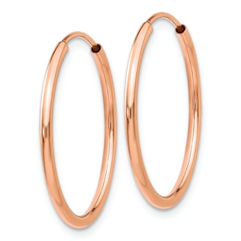 14k Rose Gold 7/8" Polished Endless Tube Hoop Earrings