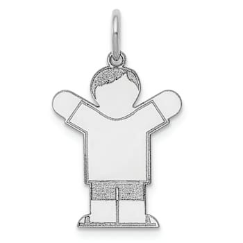 Rhodium Over 14K White Gold Satin Boy Love Charm