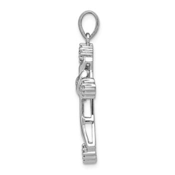Rhodium Over 14k White Gold Diamond Cross Pendant