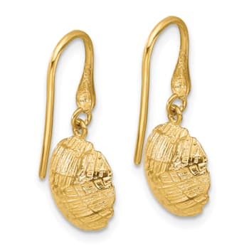14K Yellow Gold Freshwater Cultured Pearl and Textured Circle Dangle Earrings