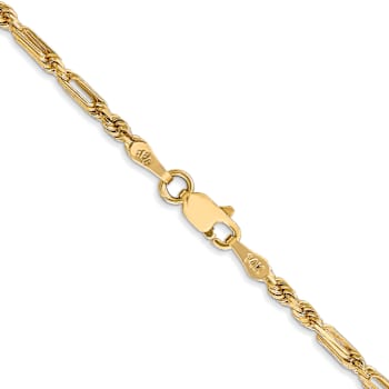 14k Yellow Gold 2.5mm Solid Diamond-Cut Milano Rope 20 Inch Chain