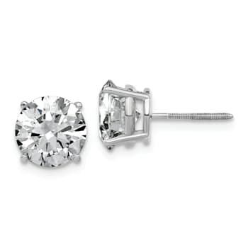 Rhodium Over 14K White Gold 4ct. 8.0mm Round G H I True Light Moissanite
Screwback Earrings