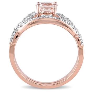 Morganite and Diamond 10K Rose Gold Ring 0.99ctw