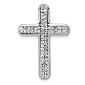 Rhodium Over 14k White Gold Diamond Latin Cross chain slide
