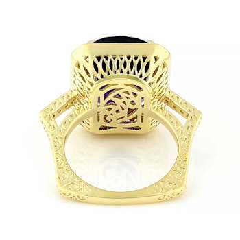 Amethyst Rectangular Cushion And White Topaz Ring In 18K Gold Over
Sterling Silver 10.20ctw