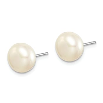 Rhodium Over Sterling Silver 7 Pairs 8-9mm Freshwater Cultured Pearl
Stud Ear Set