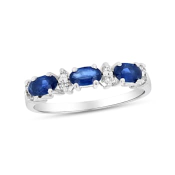 1.05ctw Sapphire and Diamond Band Ring in 14k White Gold