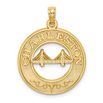 14k Yellow Gold Textured CHARLESTON Bridge Charm