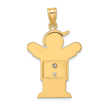 14k Yellow Gold Satin Diamond Kid with Hat Pendant