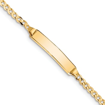 14k Yellow Gold Curb Link ID Bracelet