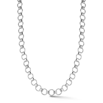 Rachel Zoe Circular Link Chain Necklace in Rhodium Over Brass
