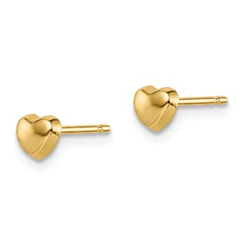 14k Yellow Gold 4mm Children's Heart Stud Earrings