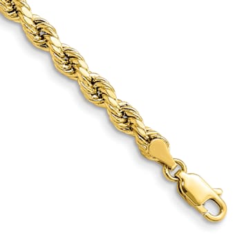 10k Yellow Gold 4mm Diamond-Cut Rope Link Bracelet