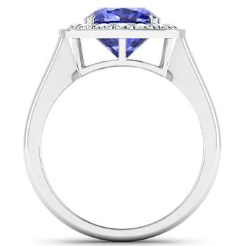 2.47ctw Violet Tanzanite and Diamond 14K White Gold Halo Ring