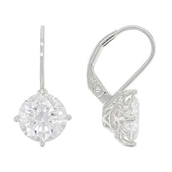Large Round Moissanite Solitaire Drop Earrings In Platinum-Enhanced
Sterling Silver