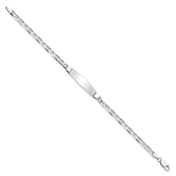 Rhodium Over 14k White Gold Polished Soft Diamond Shape Mariner Link ID Bracelet