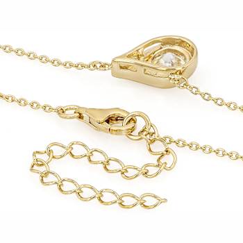 Diamond Simulant Solitaire Necklace In 18K Gold Over Sterling Silver