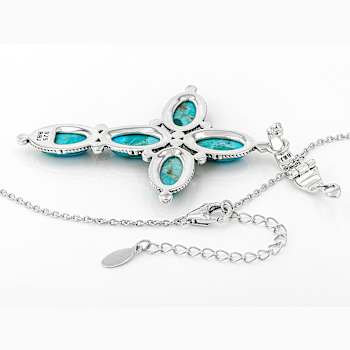 Turquoise Cross Enhancer With Chain In Sterling Silver