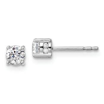 Rhodium Over 14K White Gold Lab Grown Diamond Fashion Earrings