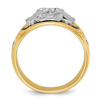 10K Two-tone Yellow and White Gold Men's Enamel and Diamond 32nd
Scottish Rite Masonic Ring 0.103ctw