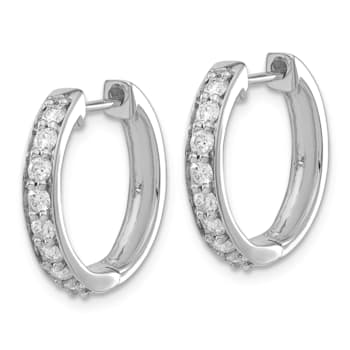 Rhodium Over 14K White Gold Lab Grown Diamond SI1/SI2, G H I, Hinged
Hoop Earrings