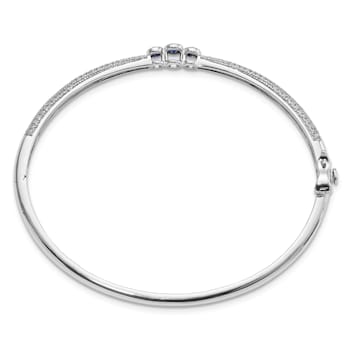 Rhodium Over 14K White Gold Lab Grown Diamond and Lab Created Ruby
Bangle 1.18ctw