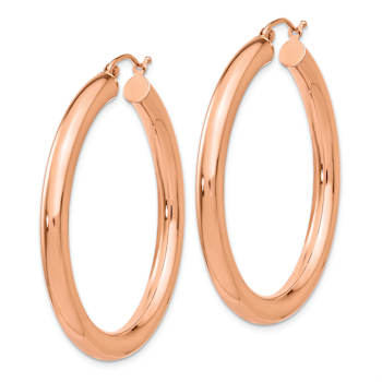 14k Rose Gold Polished 1 9/16" Tube Hoop Earrings